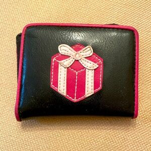 Chic Black Wallet with Pink Gift Box Accent